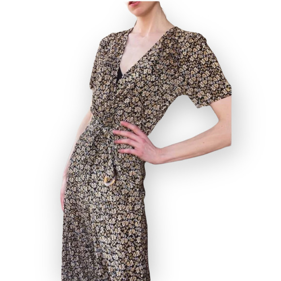 Zara Floral Belted Jumpsuit Bloggers Favorite Size Medium - Picture 2 of 11